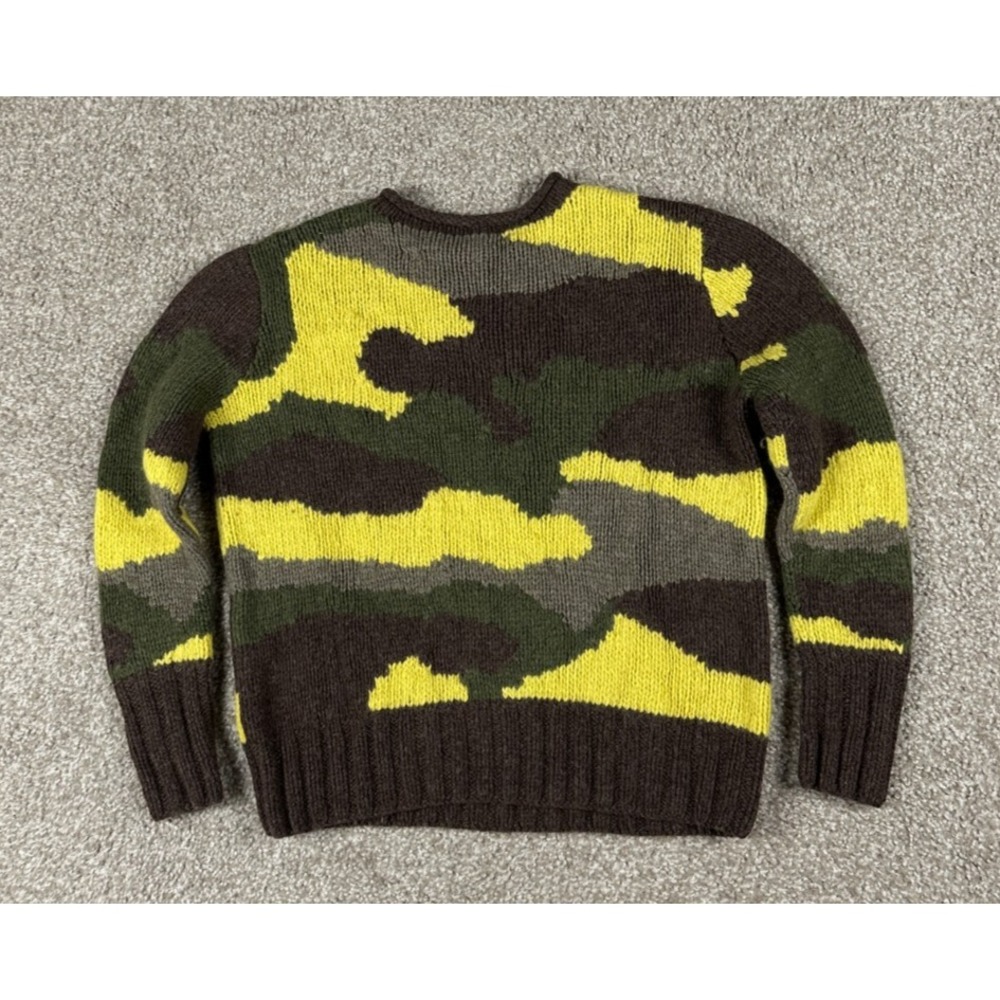 Ann Mashburn Sweater Womens Medium Brown Green Camo Wool Blend Chunky Knit - Picture 8 of 9